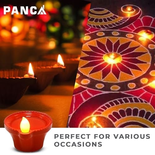 PANCA Water Sensor Diya Electric LED Diyas | Diya with Warm Ambient Lights for Home Decor, Christmas New Year, Diwali Festivals Decoration (Pack of 12) - Image 5