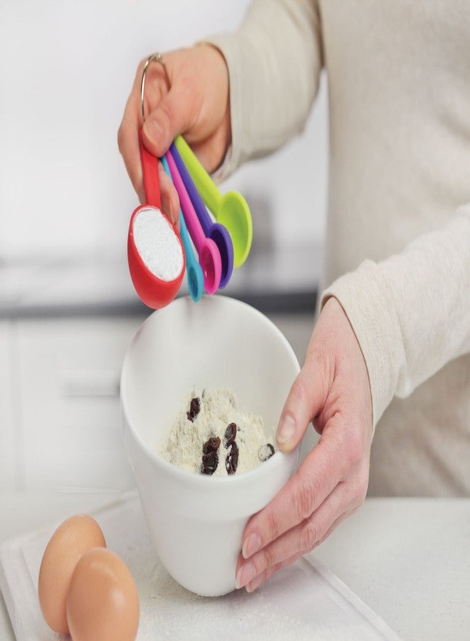 Zeal Silicone Measuring Spoons Set - 5 Piece BPA Free Measuring Spoon Set for Dry & Liquid Ingredients - Engraved US/Metric Markings - Dishwasher Safe, Durable & Colorful Kitchen Tool - Multicolored - Image 3