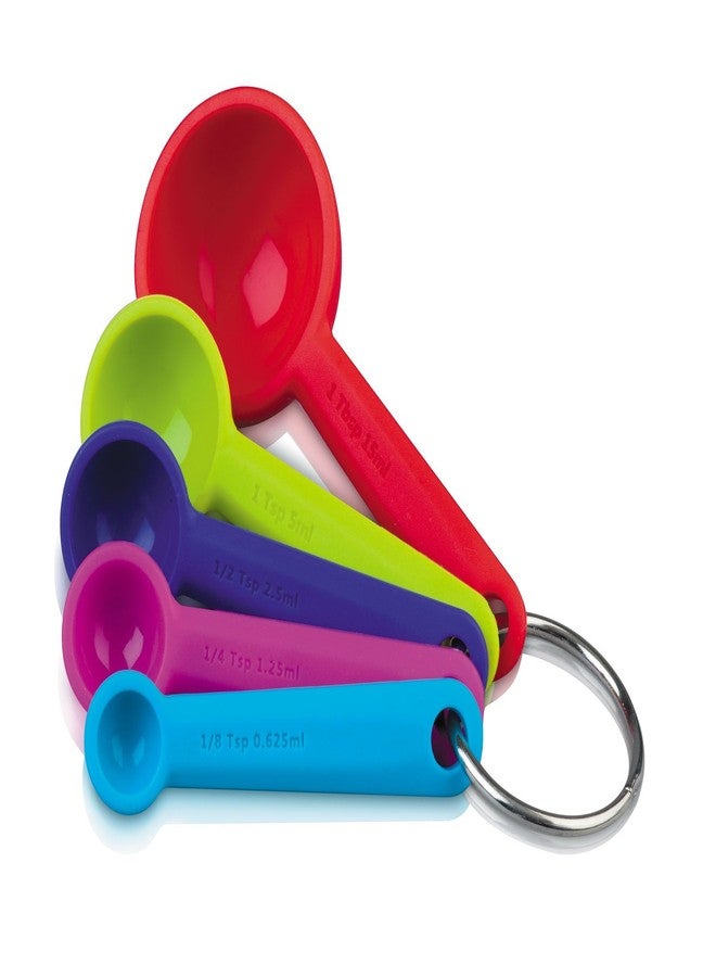 Zeal Silicone Measuring Spoons Set - 5 Piece BPA Free Measuring Spoon Set for Dry & Liquid Ingredients - Engraved US/Metric Markings - Dishwasher Safe, Durable & Colorful Kitchen Tool - Multicolored - Image 1