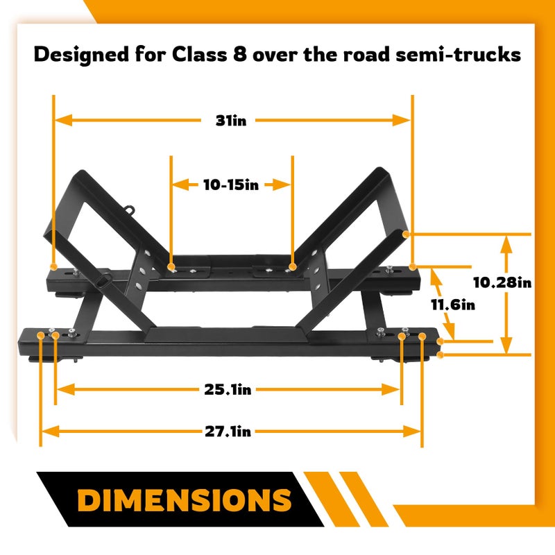 Sidasu Adjustable Semi Truck Spare Tire Rack - Steel Tire Carrier Mount with Ratchet Strap, Chain & Lock - Image 5