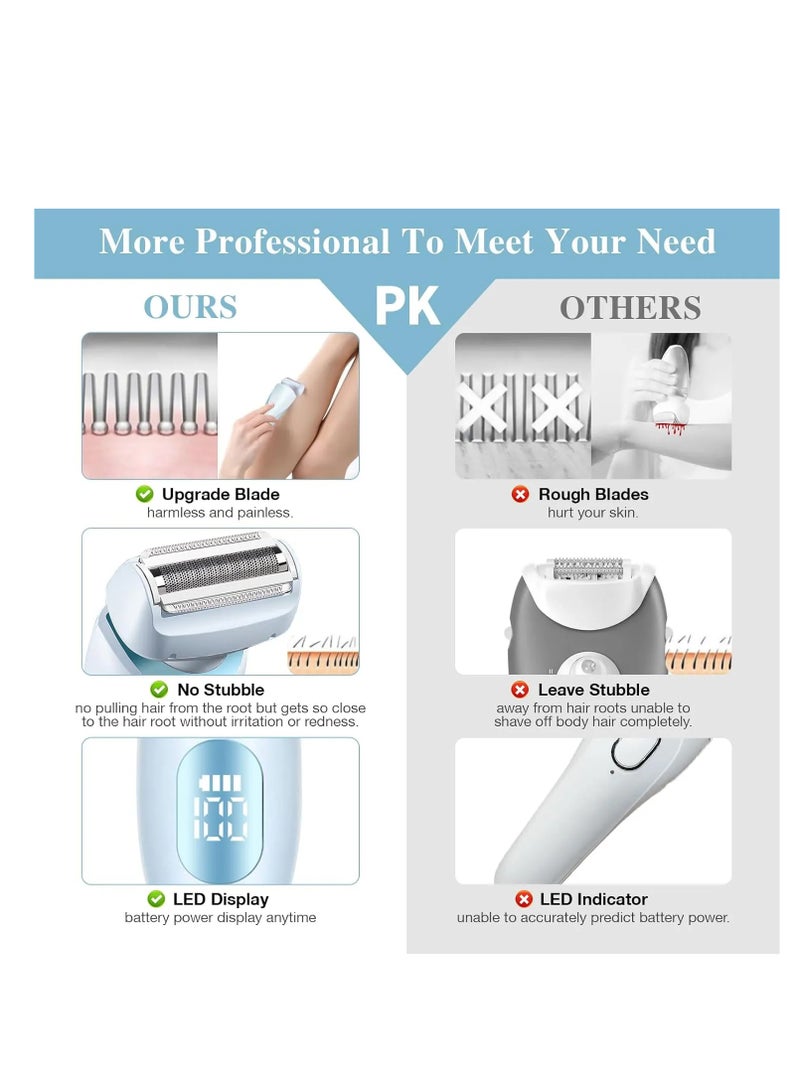 Electric Razors for Women Electric Shaver for Arm Face Legs Underarm IPX7 Cordless Bikini Trimmer with Detachable Head - Image 4