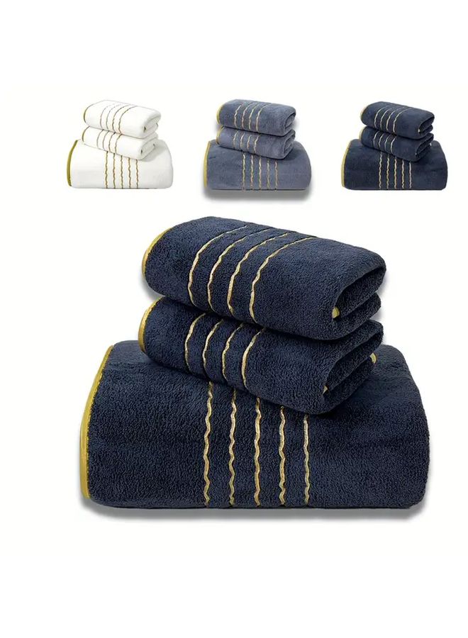 3 Pieces Black Towel Set 300GSM Highly Absorbent Quick Dry Soft - Image 1
