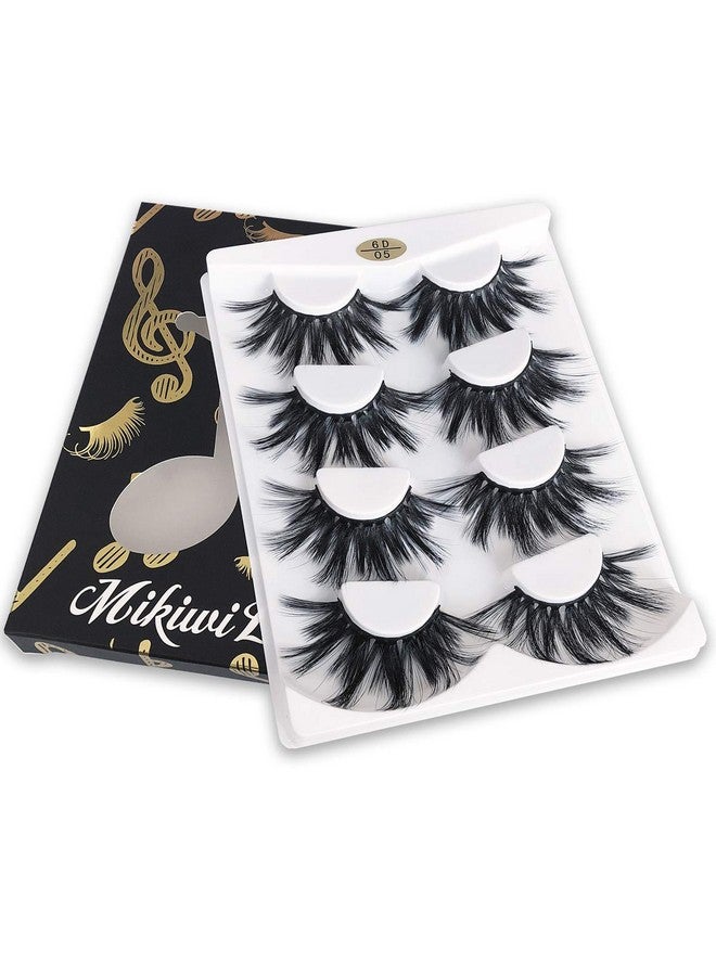 mikiwi 25Mm Lashes, Dramatic 6D Faux Mink Lashes, Fluffy Volume Eyelashes, Thick Crossed Lashes, Long Faux 25Mm Mink Lashes (6D4-05) - Image 2