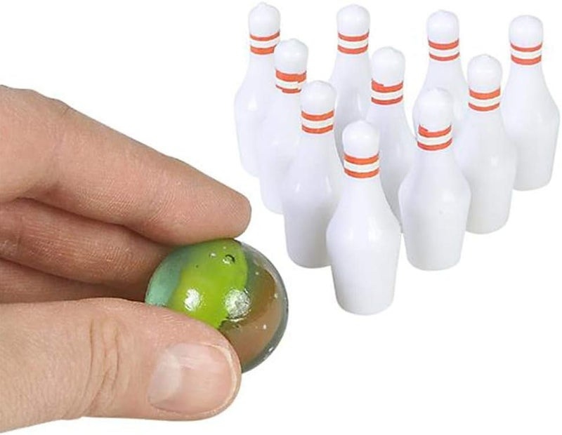 Art Creativity Bowling Party Favors (Pack of 12) Each Set Includes 10 Miniature Pins and 1 Marble Ball, Mini Bowling Set, Mini Games for Kids and Adults, Fun Desk Toys - Image 4