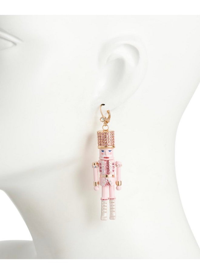 Betsey Johnson Nutcracker Linear Ball Mismatch Pink Earrings Christmas  - Image 3