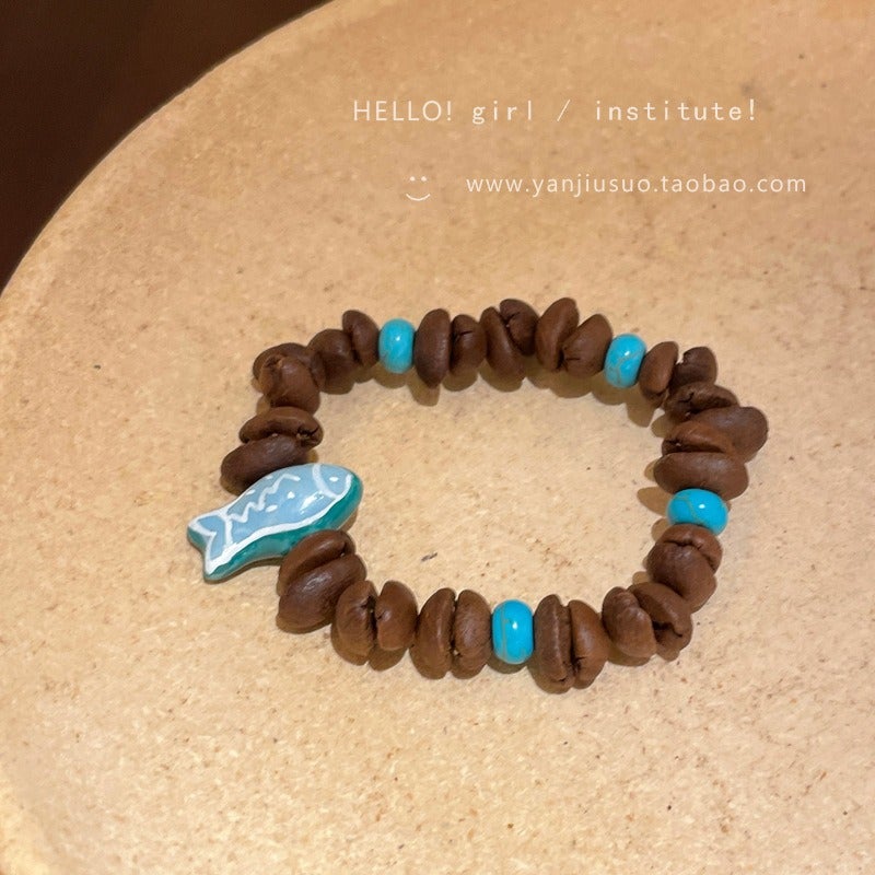 2026 New Coffee Bean Cat Paw Dog Bead Bracelet for Women - Unique, Versatile, Retro Couple Jewelry