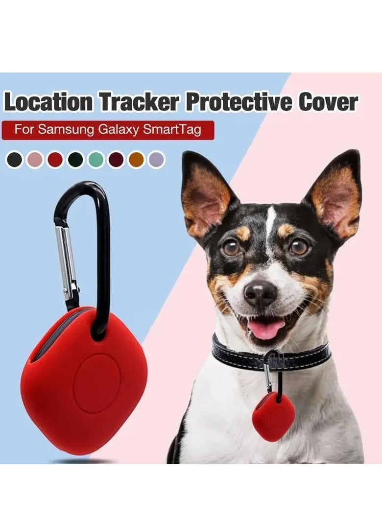 Ecosystem Silicone Case with Key Ring Bag Charm Clip Compatible with Sam Sung Galaxy SmartTag,1 Pack, (Red)