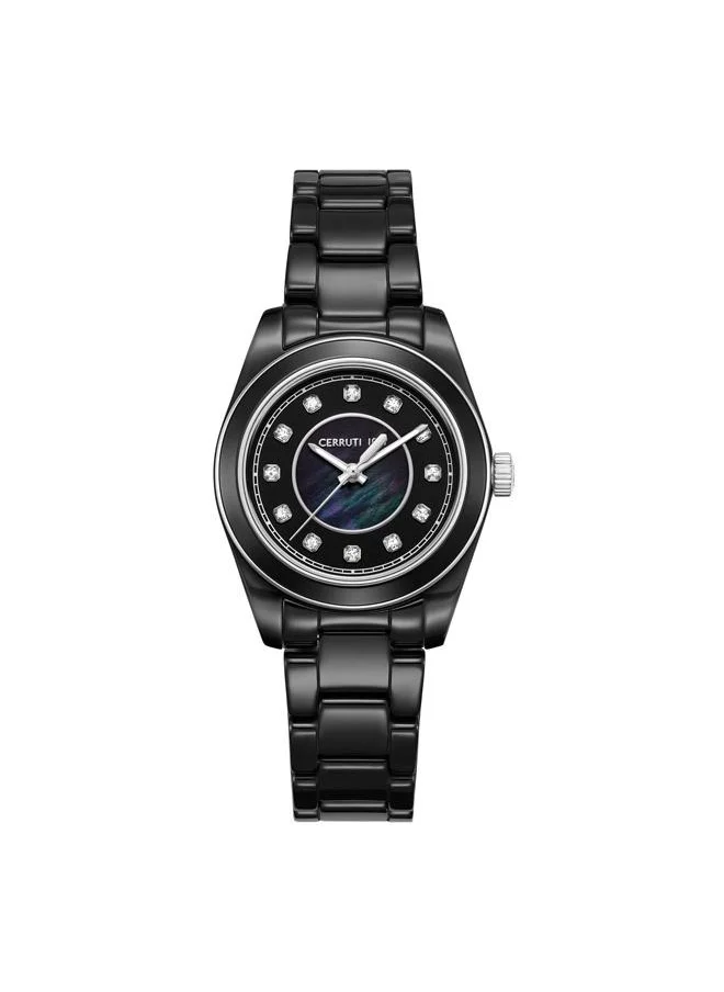 شيروتي 1881 Alessandari Analog Black Mop Watch For Women Sapphire Coated Flat Glass And  Ceramic Butterfly Bracelet 37mm Water Resistant 5 ATM - CIWLG0043501