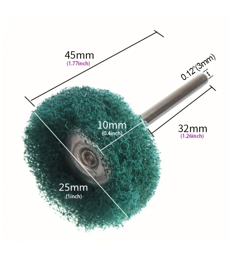 5pcs Green Mini Drill Bit Nylon Abrasive Brush Wire Grinding Polishing Wheel Set - Image 2