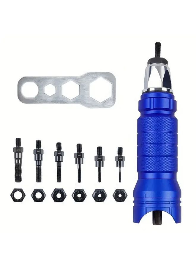 Rivet Gun Connector Kit 5 Hex Shanks M3 M4 M5 M6 M8 M10 For Cordless Screwdrivers Drills - Image 1