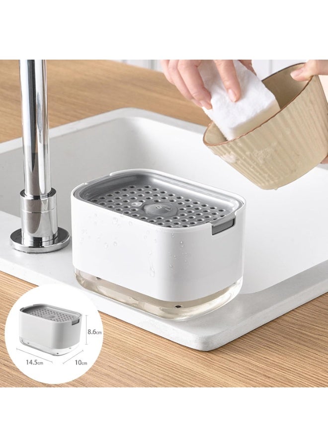 2 in 1 Dish Soap Dispenser with Sponge Holder – 350ML Kitchen Sink Soap Pump Dispenser for Dishwashing Liquid, Countertop Soap Container for Home Kitchen Cleaning - Image 4