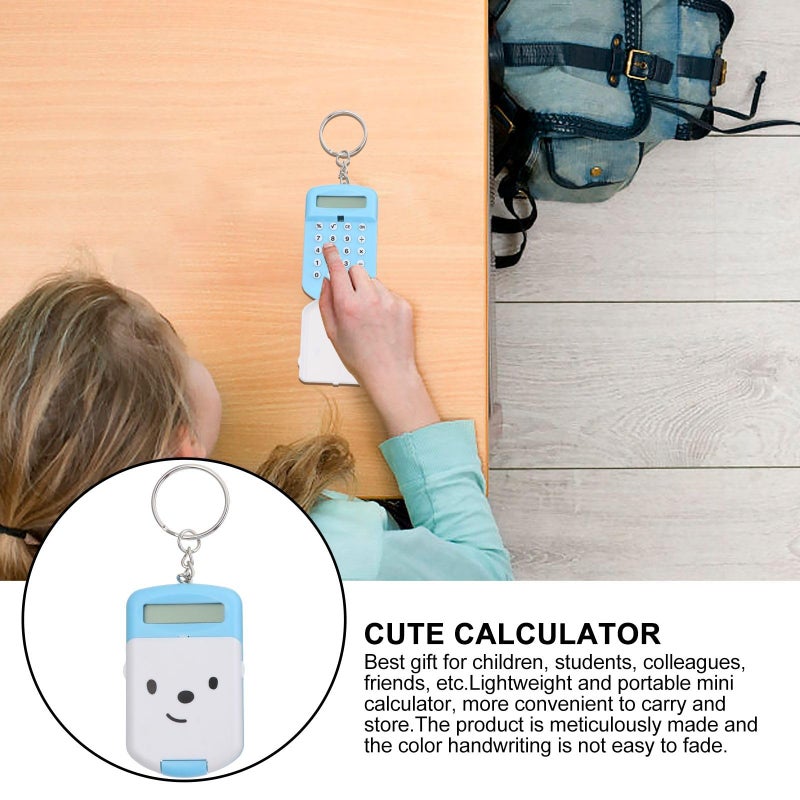 Mini Portable Cartoon Calculator Blue 2 Pack Pocket Size Plastic Arithmetic Counter For School Office Travel - Image 4