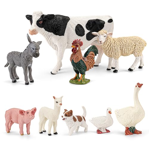 THINKBAY 9PCS Realistic Farm Animal Toys for Toddlers Educational Learning Plastic Farm Toy Animal Figure Set Playset Including Cow Sheep Pig Dog Figurines for Kid Valentines Day Gifts for Kids - Image 1