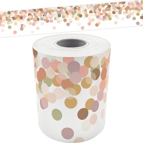 Teacher Created Resources Calming Confetti Straight Rolled Border Trim 50ft Decorate Bulletin Boards Walls Desks Windows Doors Lockers Schools Classrooms Homeschool Offices - Image 1