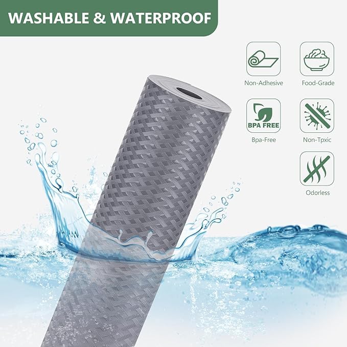 ElastPro EVA Food Grade Washable Anti Slip Mat/Sheet for Fridge, Shelf Liner, Table, Kitchen Drawer mat (Grey Crossed Stripe, 10 Meter) - Image 2