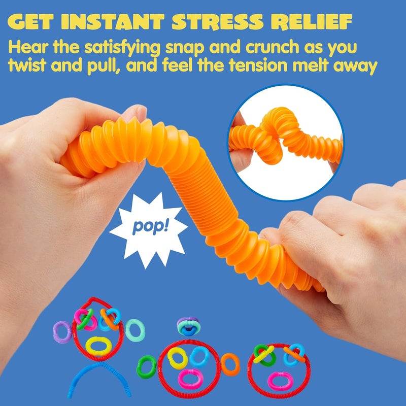 JOYIN 18 Pack Pop Tubes, Sensory Toys (Small) Fidget Toys Party Favors - 9 Colors, Creativity Learning & Fun for Kids - Perfect for Prizes Goodie Bags, Classroom School Reward - Image 2