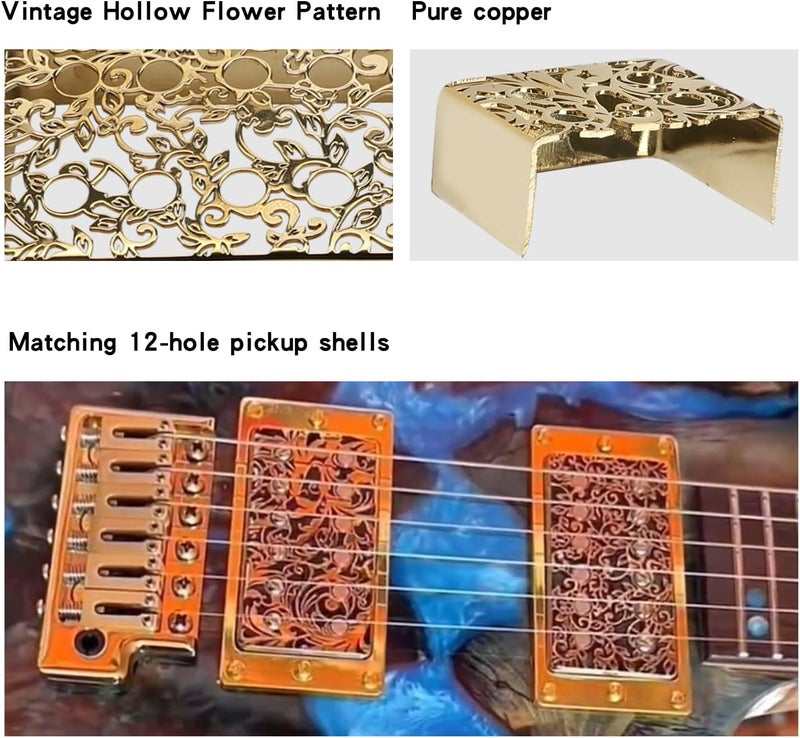 OVSAL 2 PCS Guitar Pickup Covers Gold 50mm/52mm Pole Spcing Pickup Covers Brass Humbucker Guitar Pickup Cover Neck Bridge Pickup Covers for Les Paul Lp Electric Guitar Multi-use well-engineered build - Image 3