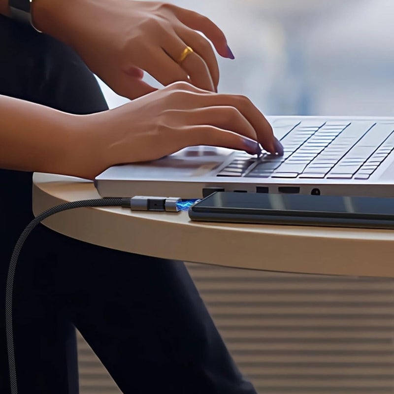 NALACAL كابل الشحن المغناطيسي الدوار 18O°، 3 في 1 USB-C إلى USB-C/Micro، لـ iPhone 16، 15، 14، iPad، MacBook Pro، Galaxy S22 (3.3 قدم) - Image 5