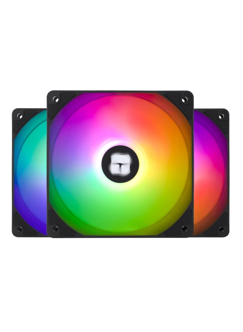 CPU Fan 120mm ARGB Case Cooler Fan, 4pin PWM Silent Computer with S-FDB Bearing Included, up to 1550RPM Cooling Fan（3 Quantities）