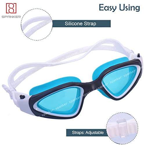 Spanker Ultra Design Anti Fog No Leaking UV Protection Wide View Swim Goggles For Women Men Adult, Aqua-Black SSTP - Image 3