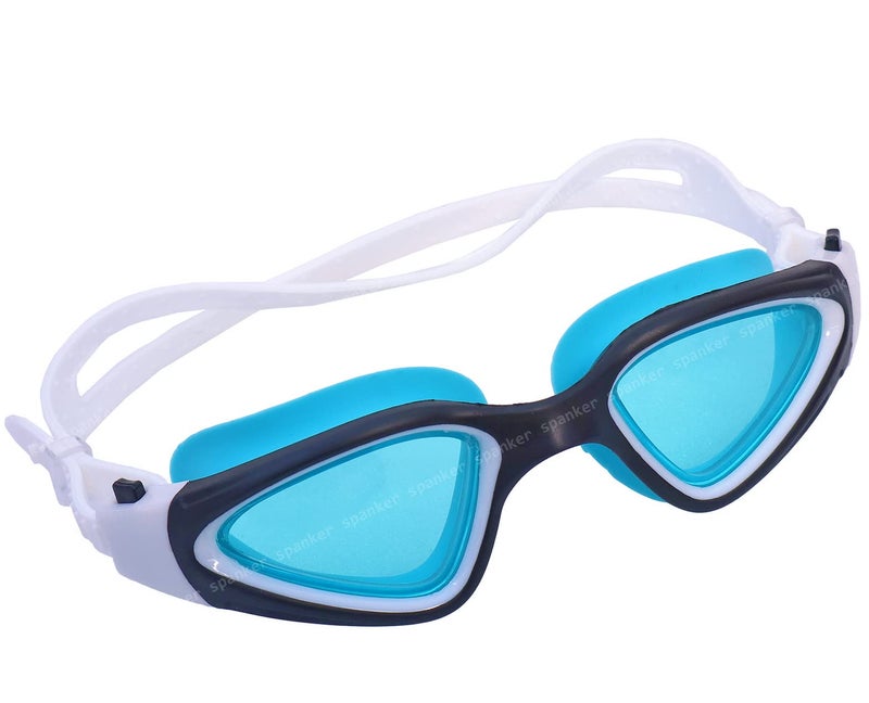 Spanker Ultra Design Anti Fog No Leaking UV Protection Wide View Swim Goggles For Women Men Adult, Aqua-Black SSTP - Image 1