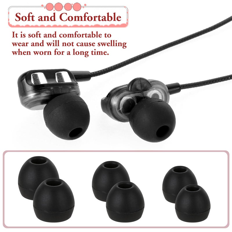 Hariendny 15 Pairs Silicone Ear Bud Replacement Pieces Earbuds Ear Tips Replacement Ear Bud Covers S/M/L Sizes Ear Gels Soft Earphones Earbuds Black Ear Cushion Ear Bud Tips Replacement Kit - Image 4