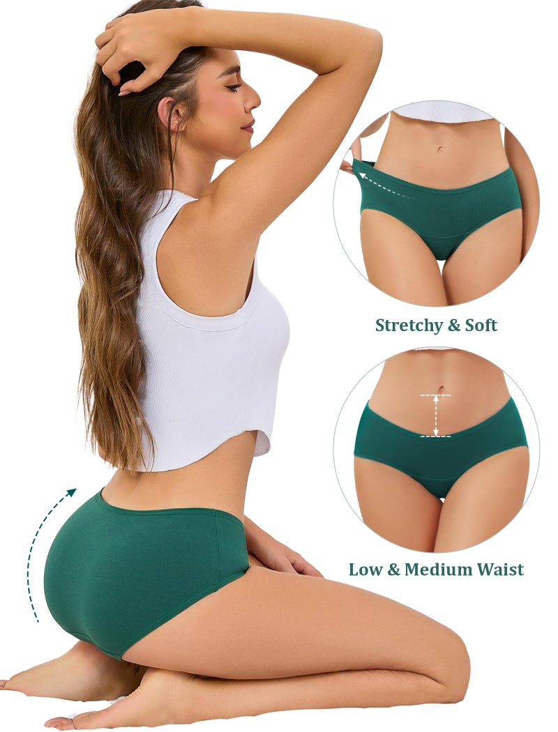 voenxe Women Underwear Cotton Hipster Breathable Bikini Full Coverage Panties Comfortable Low Rise Ladies Briefs 5 Pack - Image 4