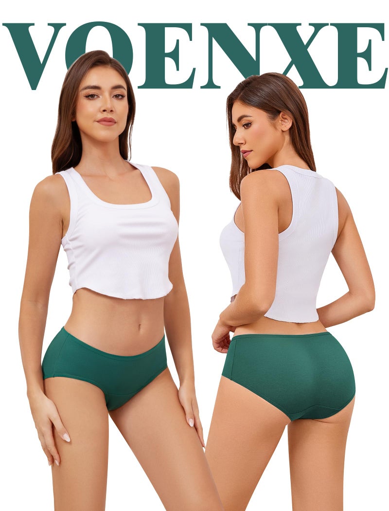 voenxe Women Underwear Cotton Hipster Breathable Bikini Full Coverage Panties Comfortable Low Rise Ladies Briefs 5 Pack - Image 3