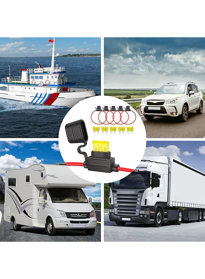 SANMUGEED Inline Fuse Holder - 12V, 5 Pcs Waterproof, 14Awg Line Fuse With 20A Copper Wire For Car/Truck/Motorcycle/Boat - Image 5