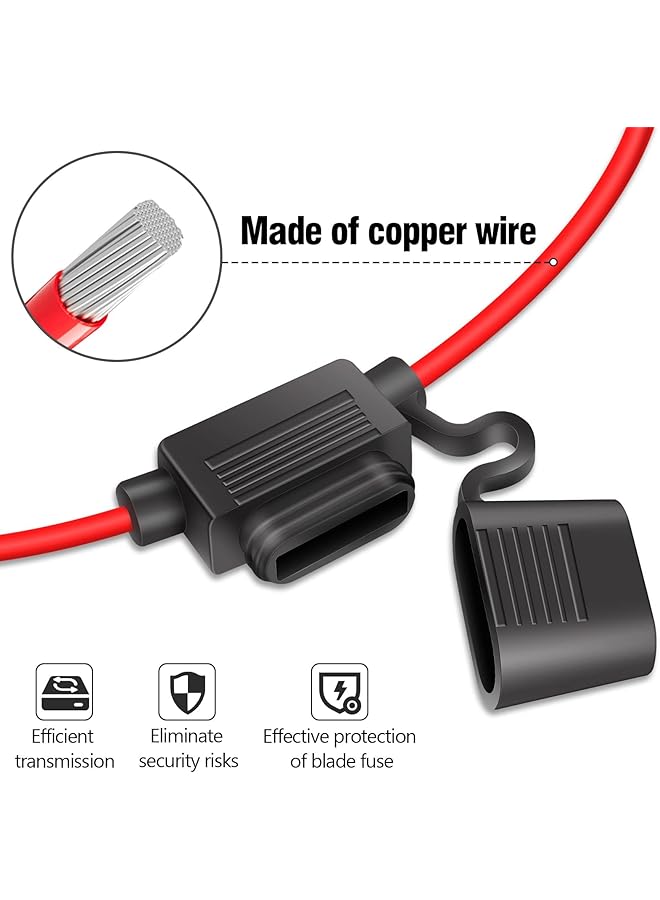 SANMUGEED Inline Fuse Holder - 12V, 5 Pcs Waterproof, 14Awg Line Fuse With 20A Copper Wire For Car/Truck/Motorcycle/Boat - Image 3