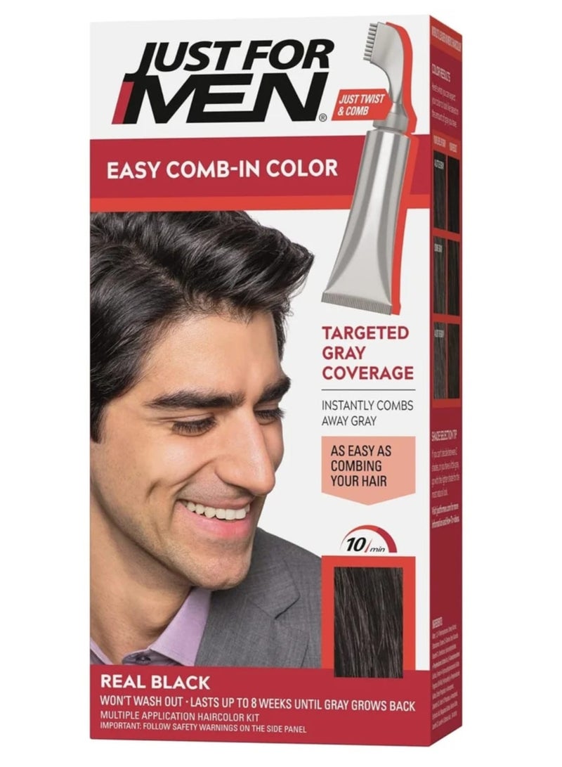 جست فور من صبغة شعر سهلة التطبيق بالكومب – أسود طبيعي - Image 1