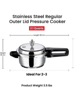 VINOD 18/8 Stainless Steel Pressure Cooker 2 Litres  - Image 3