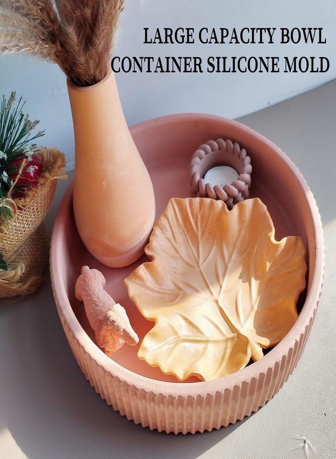 Wehous Large Round Striped Tray Resin Mold, Tray Silicone Molds with Edge, Container Bowl Candle Makeup Holder Plant Pot Molds for Epoxy Resin Gypsum Concrete Cement Casting Craft Kit Home Decor - Image 2