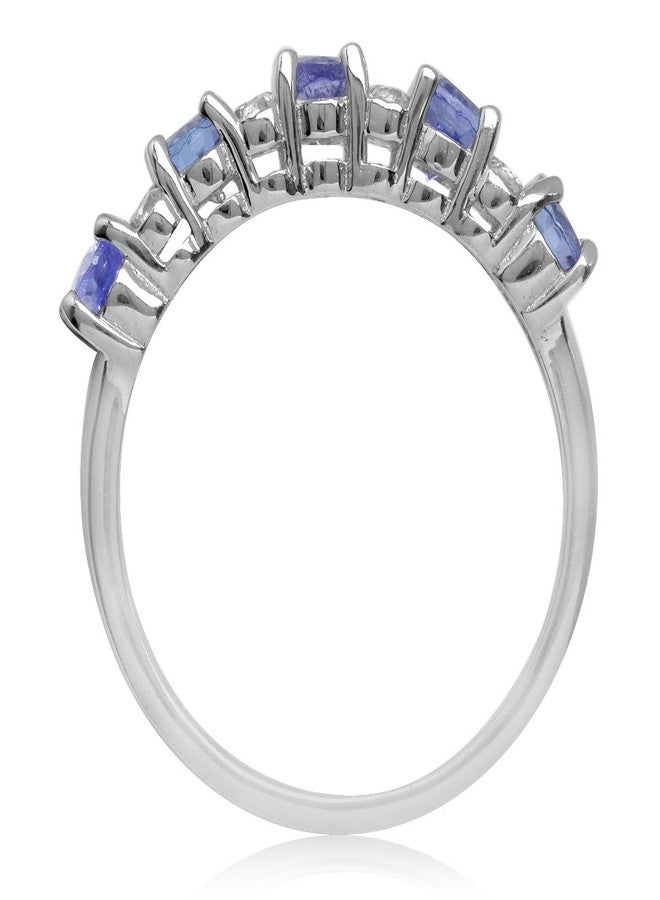 Silvershake 1.3ct. 5 Stone Genuine Tanzanite and White Topaz 925 Sterling Silver Ring Size 8.5 - Image 3