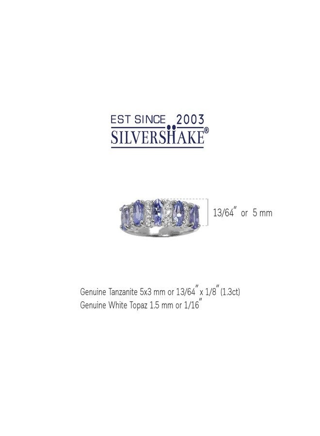 Silvershake 1.3ct. 5 Stone Genuine Tanzanite and White Topaz 925 Sterling Silver Ring Size 8.5 - Image 2