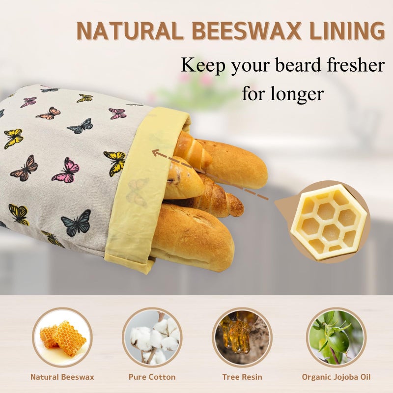 BYTTME 2 Pack Beeswax Bread Bags for Homemade Bread with Zipper, Large 13x17'' Reusable Beeswax Sourdough Bread Storage Bag, Keep Loaves Fresh Longer, Freezer Safe & Airtight, Natural, Zero Waste - Image 2