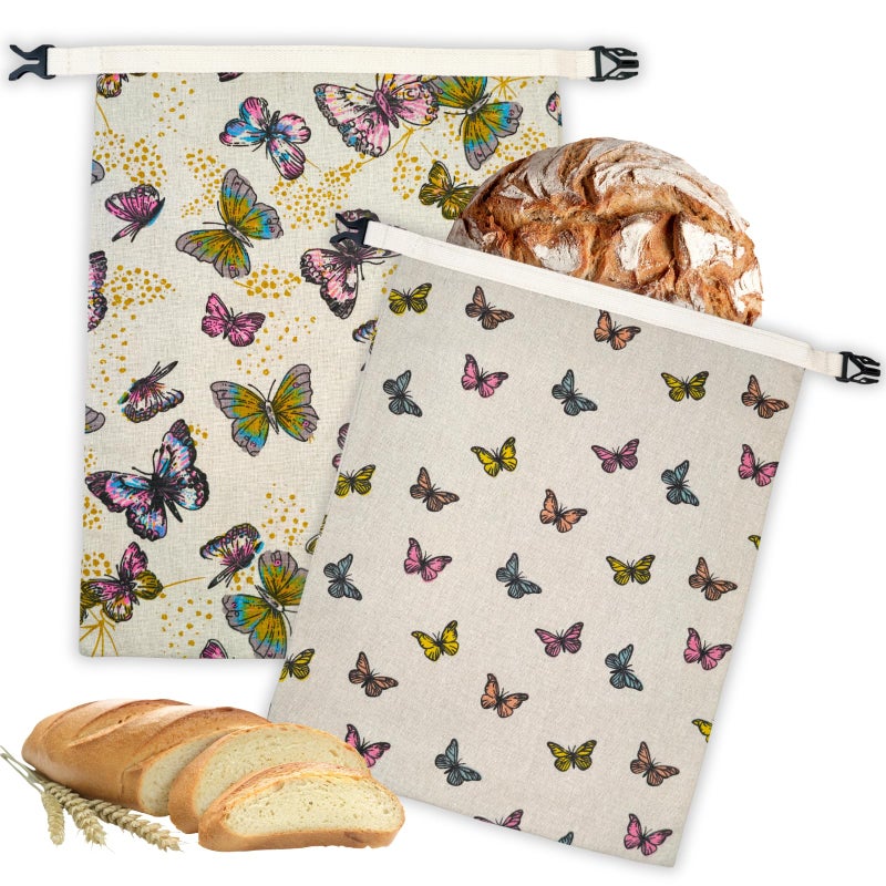 BYTTME 2 Pack Beeswax Bread Bags for Homemade Bread with Zipper, Large 13x17'' Reusable Beeswax Sourdough Bread Storage Bag, Keep Loaves Fresh Longer, Freezer Safe & Airtight, Natural, Zero Waste - Image 1