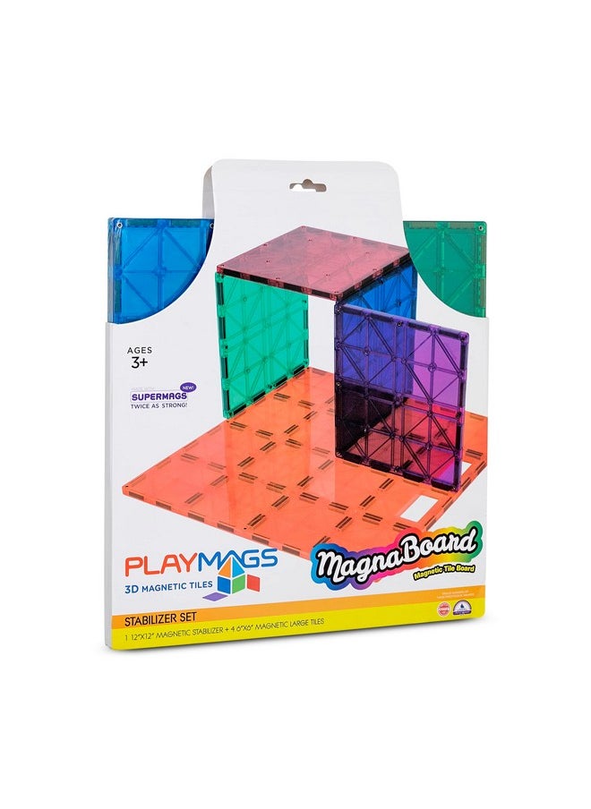 Playmags Playmags Super Durable Building Stabilizer Set, Great Add On to All Magnet Tiles Sets, Works with All Leading Brands 1-12"x12" & 4-6"x6" (Colors May Vary)  - Image 3