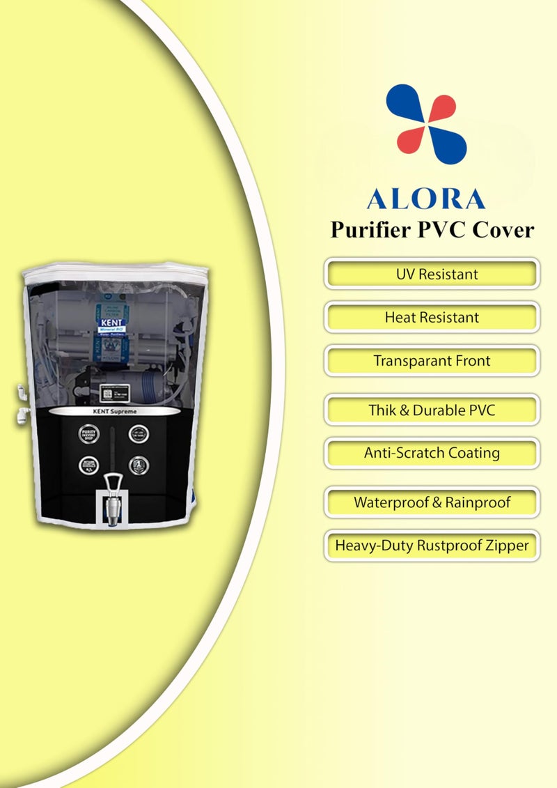 Alora Water Purifier Cover Compatible with Kent Supreme Black – PVC with Transparent Front & White Border | Waterproof & Dustproof and Scratch Resistant. (53.5x39x25.5 cm) - Image 3