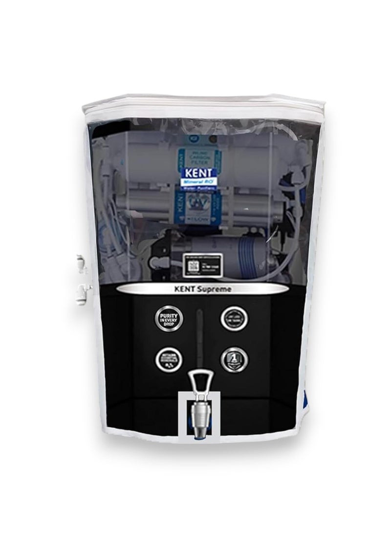 Alora Water Purifier Cover Compatible with Kent Supreme Black – PVC with Transparent Front & White Border | Waterproof & Dustproof and Scratch Resistant. (53.5x39x25.5 cm) - Image 1