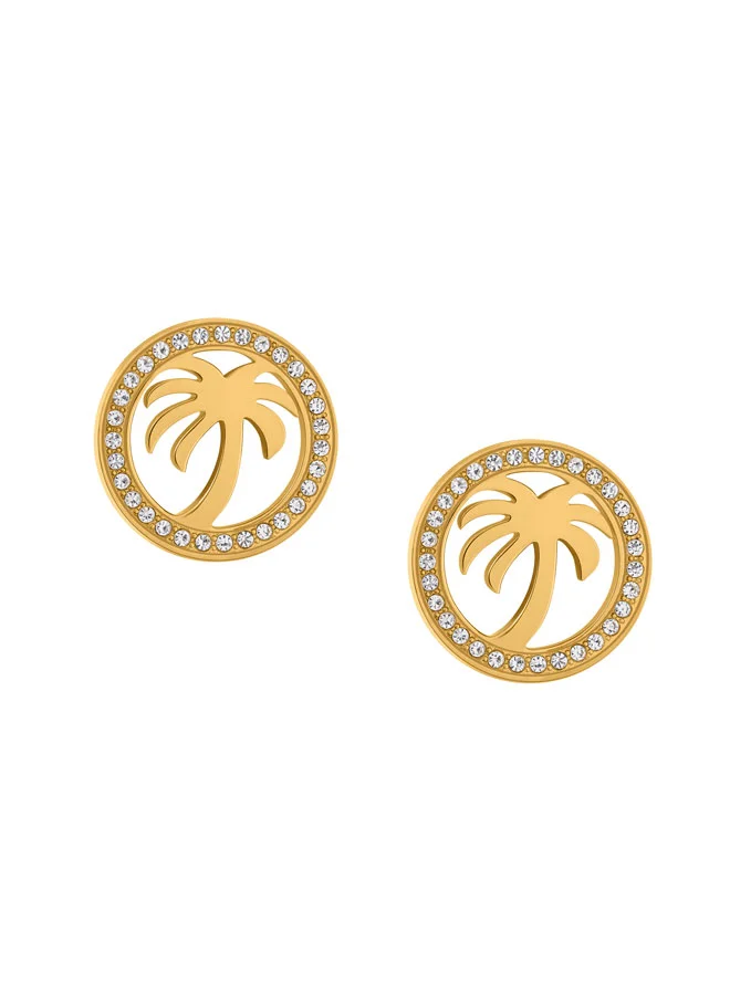 بالم انجلز Traccia Yellow Gold Plated Stainless Steel Stud Earrings for Women