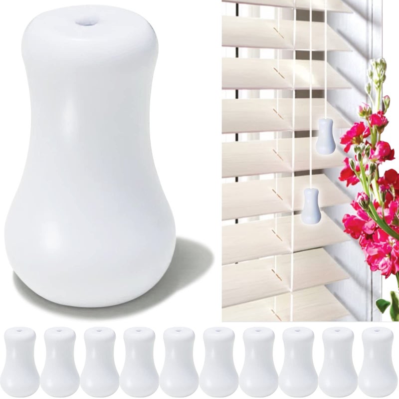 10pcs White Plastic Cord Tassel Blind Pull Cord Knobs for Blinds or Shades