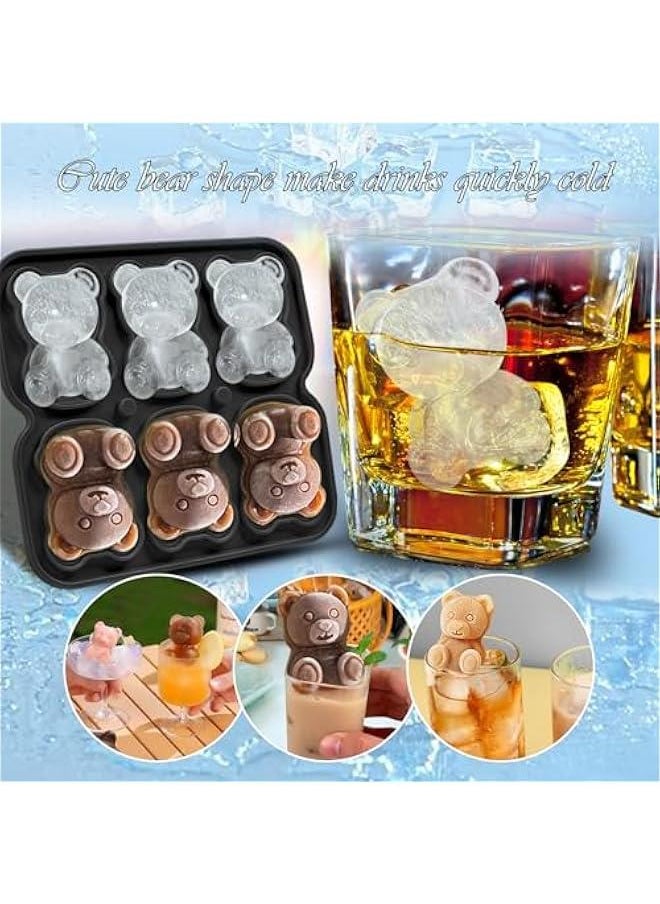 Generic - 3D Bear Ice Cube Mold, Large Ice Cube Tray with Lid for Cocktail Whiskey Bourbon, Teddy Bear Ice Cube Trays for Freezer Fun Shape, Big Ice Molds Cute Candies Chocolate Mold, Black - Image 1