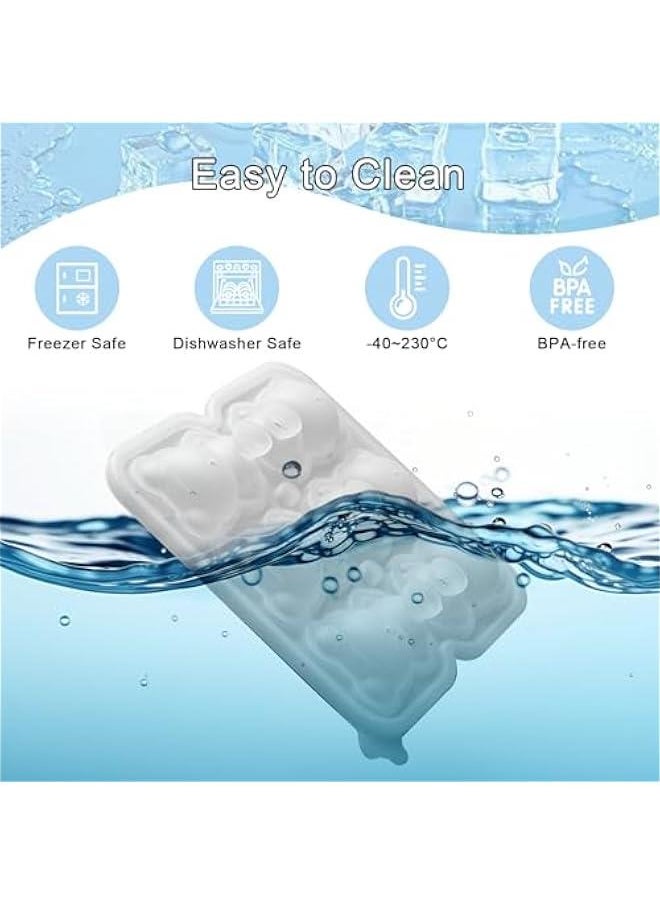 Generic - 3D Bear Ice Cube Mold, Large Ice Cube Tray with Lid for Cocktail Whiskey Bourbon, Teddy Bear Ice Cube Trays for Freezer Fun Shape, Big Ice Molds Cute Candies Chocolate Mold, Black - Image 1