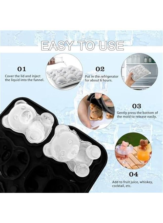 Generic - 3D Bear Ice Cube Mold, Large Ice Cube Tray with Lid for Cocktail Whiskey Bourbon, Teddy Bear Ice Cube Trays for Freezer Fun Shape, Big Ice Molds Cute Candies Chocolate Mold, Black - Image 1