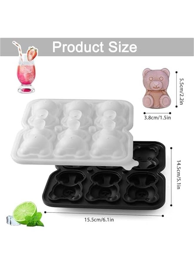Generic - 3D Bear Ice Cube Mold, Large Ice Cube Tray with Lid for Cocktail Whiskey Bourbon, Teddy Bear Ice Cube Trays for Freezer Fun Shape, Big Ice Molds Cute Candies Chocolate Mold, Black - Image 1