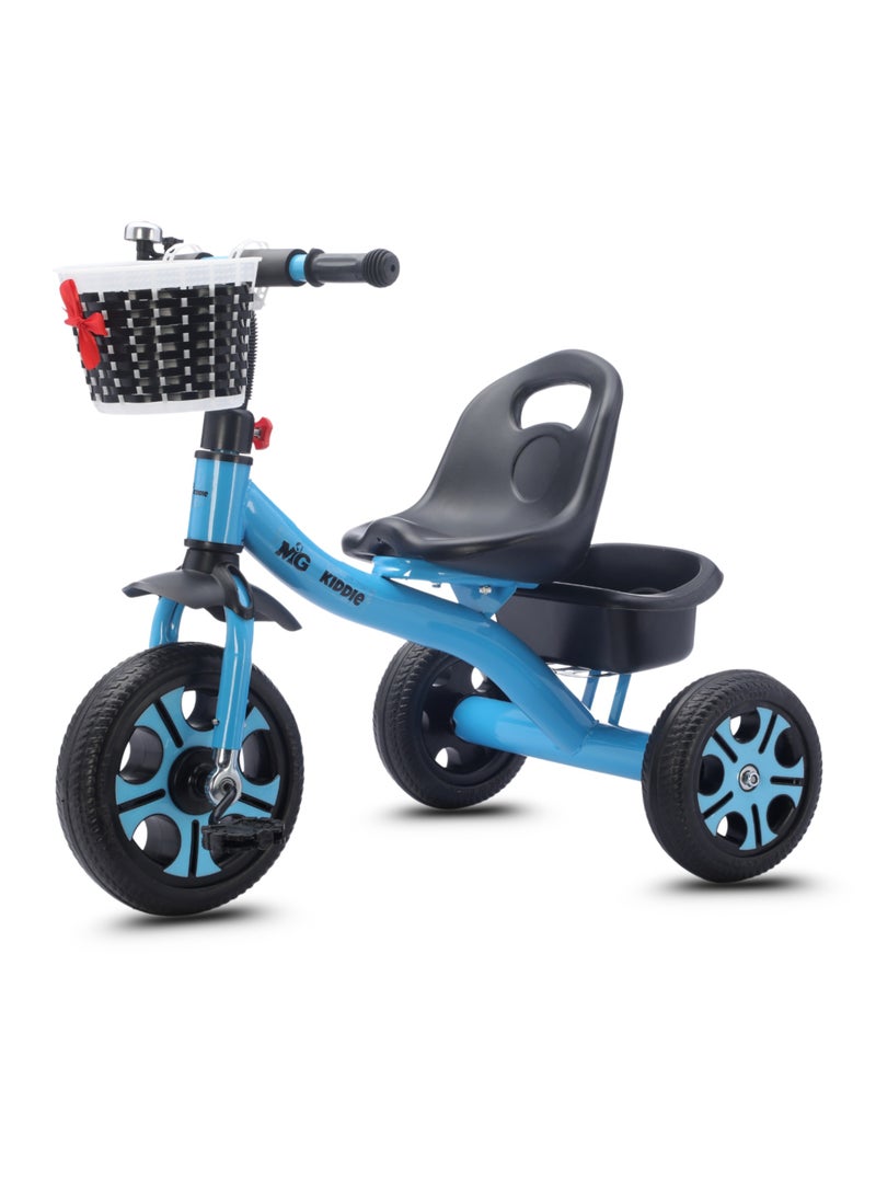 MG Kids Tricycle with Basket & Rear Storage | 3-Wheel Bike for 2-5 Years Toddlers | Durable Steel Frame | Anti-Slip Pedals | Comfortable Seat with Backrest | Bell & Accessories | Indoor & Outdoor Ride-On Toy- Blue - Image 2