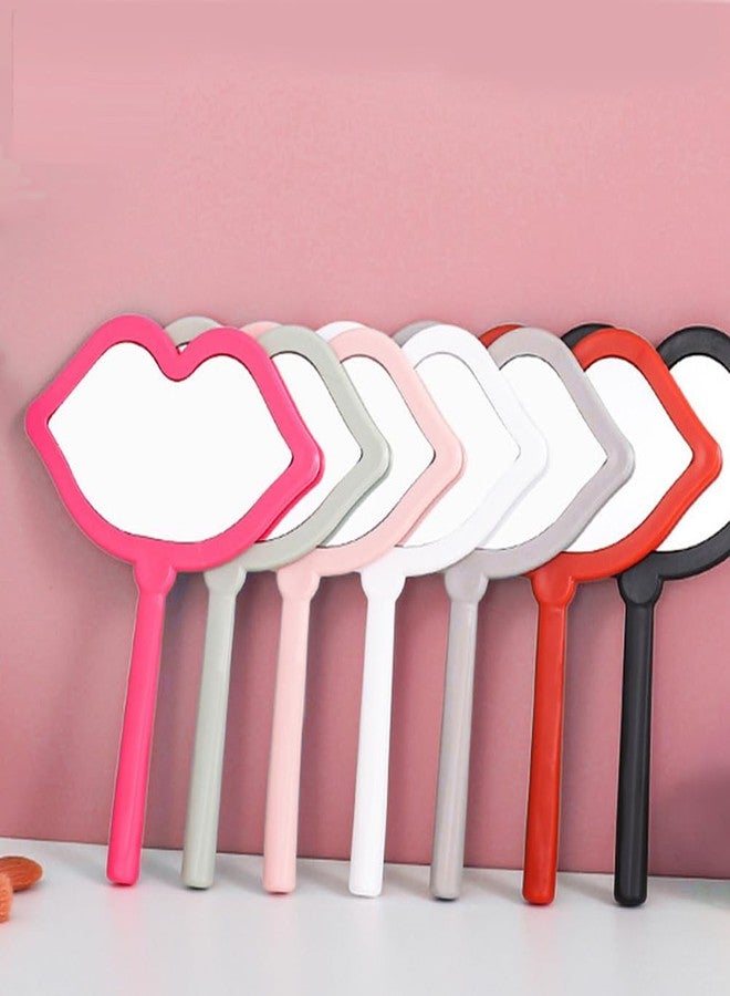 Lasenersm Pink Lip-Shaped Travel Handheld Mirror, 4.72"L x 6.3"W, Frameless Glass with Pink Plastic Handle - Image 3