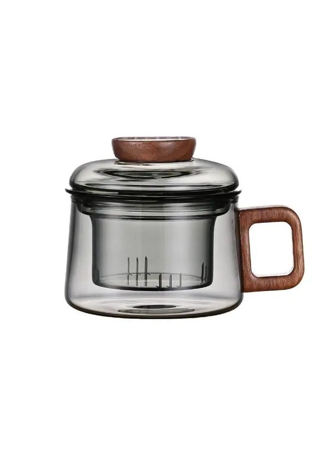 Liying 1Pcs Borosilicate Glass Coffee Cup with Infuser and Lid /150ml for Tea, Milk, Coffee, Juice, Stovetop Safe #Black  - Image 1