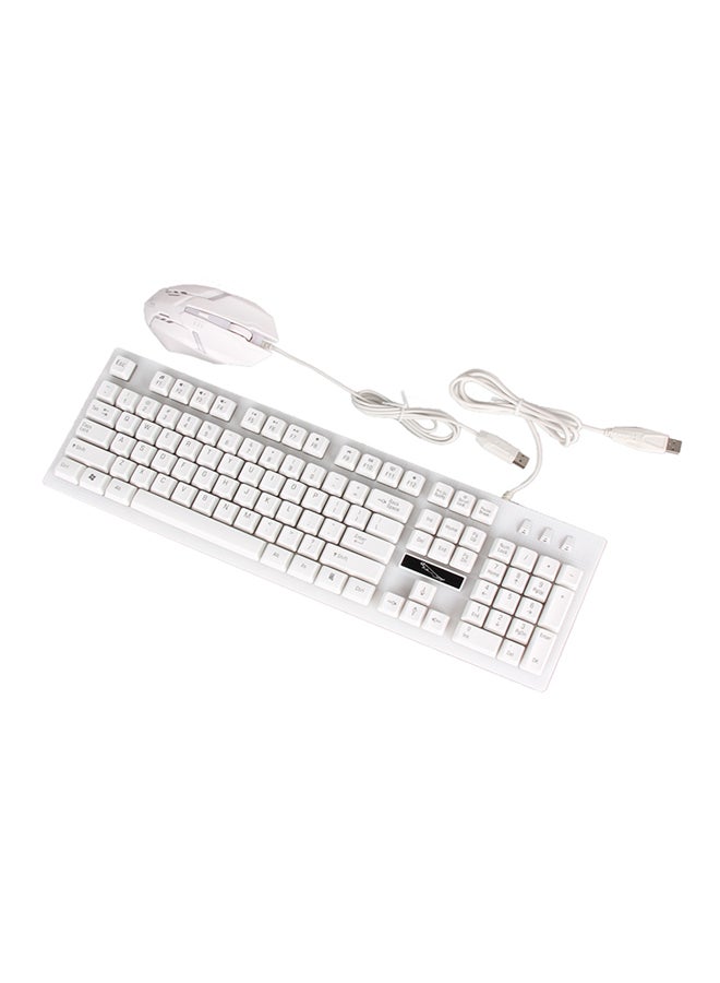 NIBEMINENT G20 Backlight USB Wired Keyboard And Mouse Set White  - Image 1